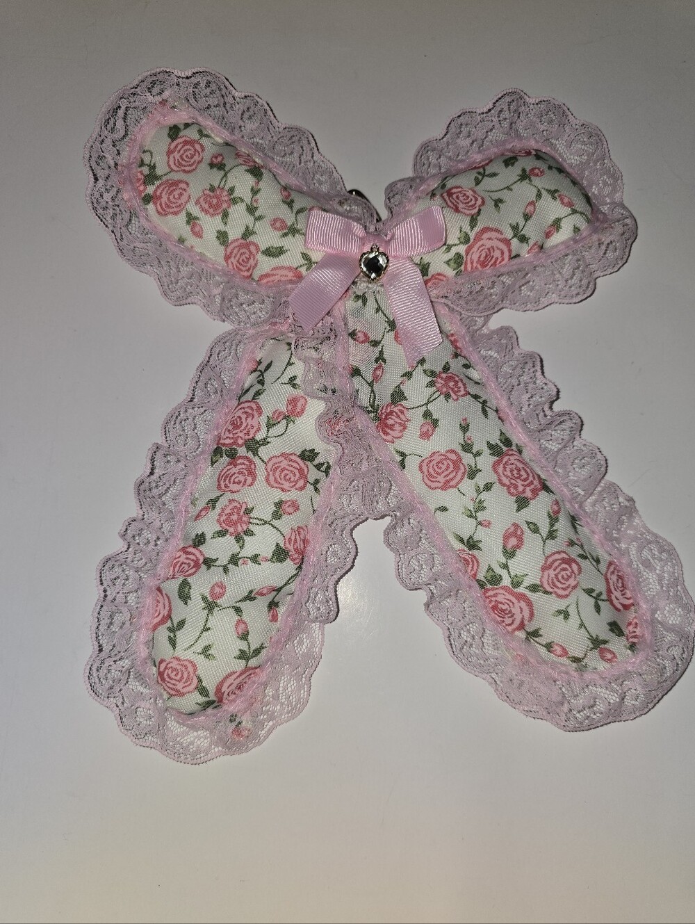 Pink Floral Lace Bow Bag Charm